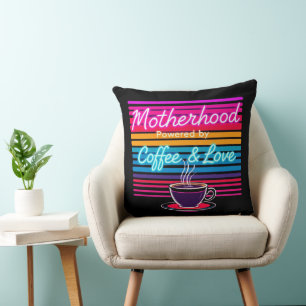 Coussin Drôle café Maman cadeau Couleurs néons Fête de