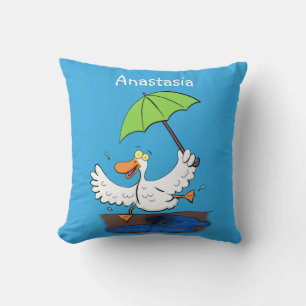Coussin Drôle canard avec parapluie dessin animé