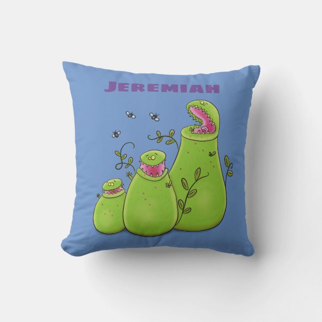 Coussin Drôle carnivore carnivore carnivore plante dessin  (Recto)