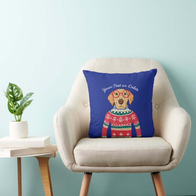Coussin Drôle chien portant des lunettes, laide pull de No (Chaise)