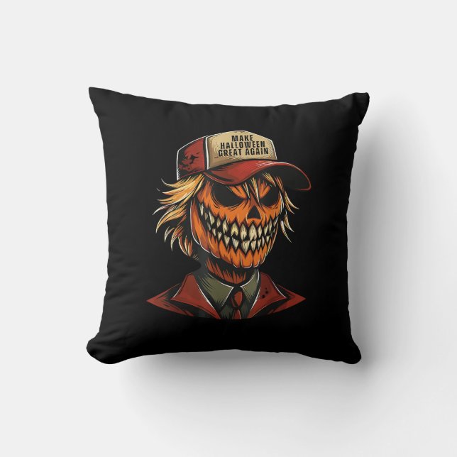 Coussin Drôle Citrouille de Trumpkin Squelette faire Hallo (Recto)