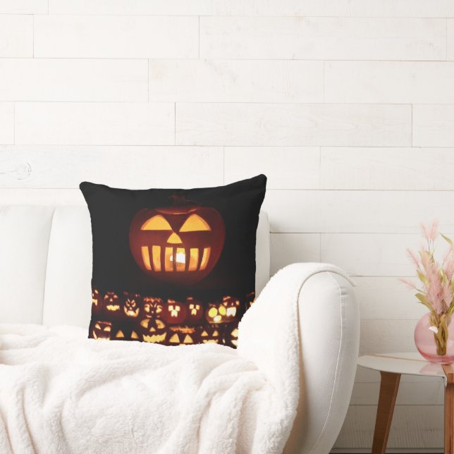 Coussin Drôle Citrouilles sculptés Jack O'Lantern Hallowee (Canapé)