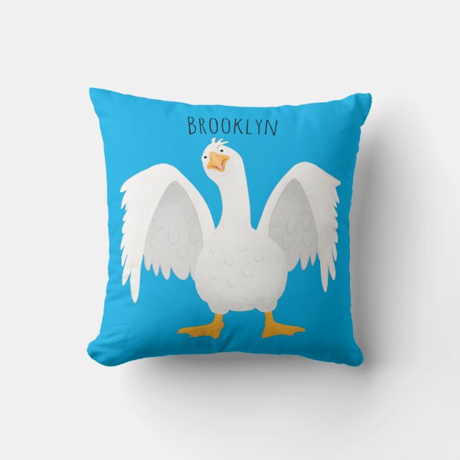 Coussin Drôle curieuse dessin animé d'oie domestique (Recto)