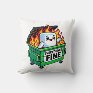 Coussin drôle de benne feu tout fin marshmallow