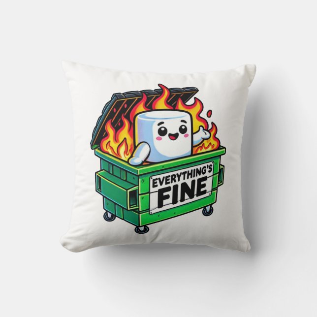 Coussin drôle de benne feu tout fin marshmallow (Recto)