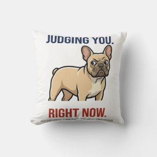 Coussin Drôle de Bouledogue Français regard en coin vous
