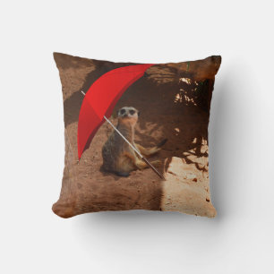 Coussin Drôle de suricate Sun Smart sous parapluie,
