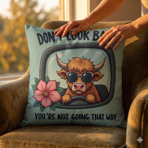 Coussin Drôle de vache des Highlands, Art rétro western mo
