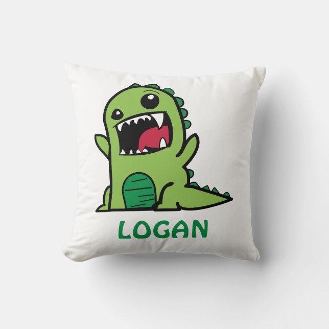 Coussin Drôle dessin animé de dinosaure avec nom (Recto)