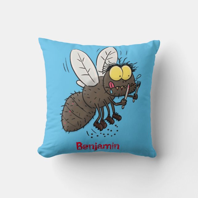 Coussin Drôle dessin animé d'insecte de la mouche à cheval (Recto)