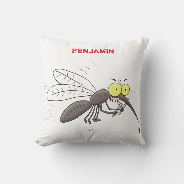 Coussin Drôle dessin d'insecte moustique (Recto)