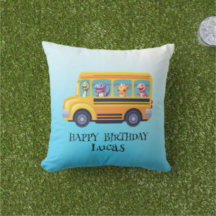 Coussin Drôle dinosaure Retour à l'école Bus garçon Annive