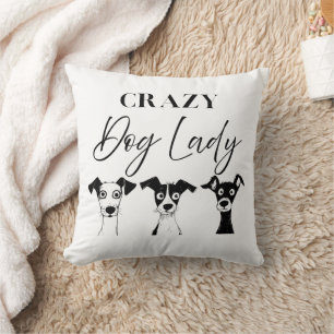 Coussin Drôle fou chien dame