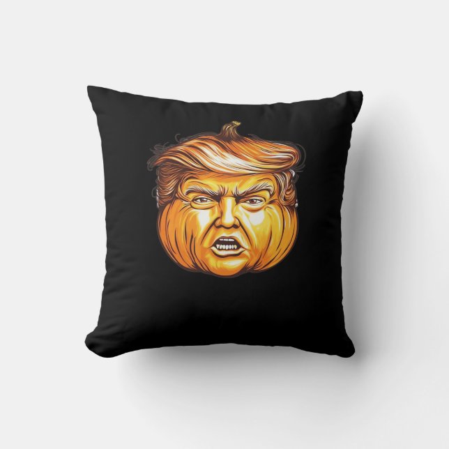Coussin Drôle Halloween Citrouille Parodie politique Donal (Recto)