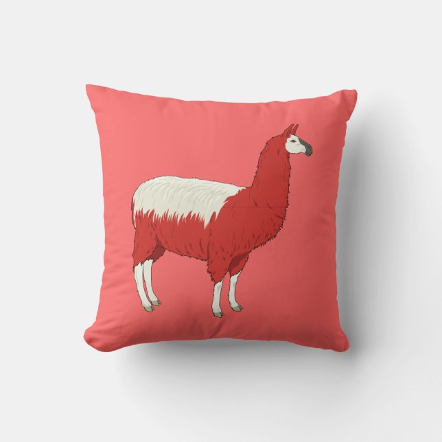 Coussin Drôle Llama Rouge (Recto)