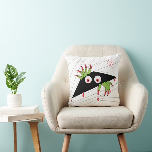 Coussin Drôle Monstre Caricature Halloween (Chaise)