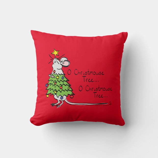 Coussin Drôle Noël mignon Souris Arbre Cartoon (Recto)