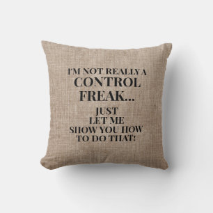 Coussin Drôle Rustique Toile de Jute Pas un Contrôleur Fou