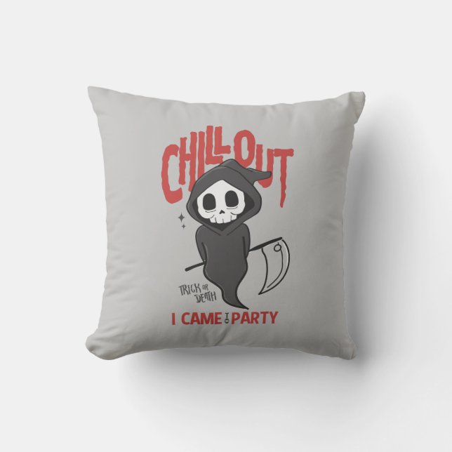 Coussin Drôle Sarcastique Grim Reaper Halloween Party (Recto)
