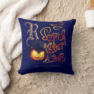 Coussin Drôle Serial Killer Typographie Éffrayant Pumbkin