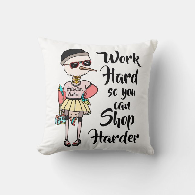 Coussin Drôle Travail Inspirationnel Dur Pour Que Vous Pui (Recto)
