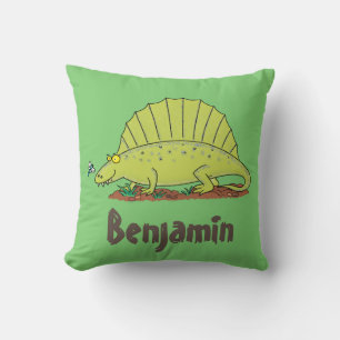 Coussin Drôle vert dimétrodon dessin animé dinosaure