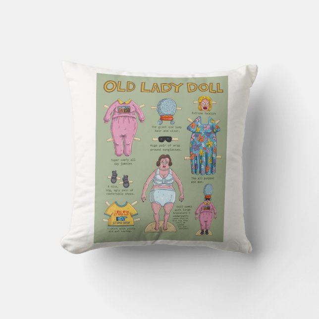 Coussin Drôle Vielle poupée en papier (Recto)