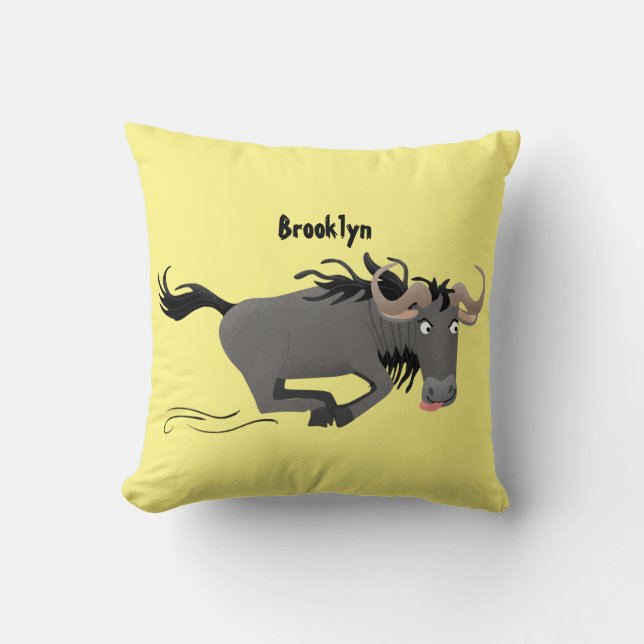 Coussin Drôle wildebeest tourner dessin animé illustration (Recto)