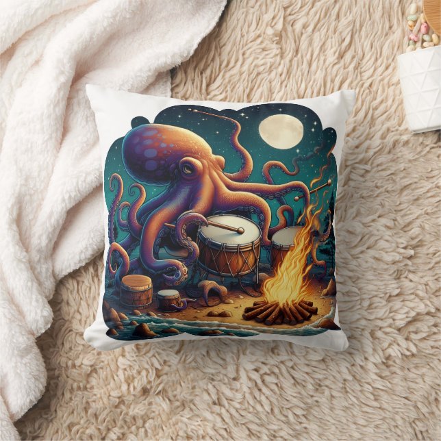 Coussin Drumage De Pieuvre Par Feu De Campagne Sous Le Feu (Couverture)