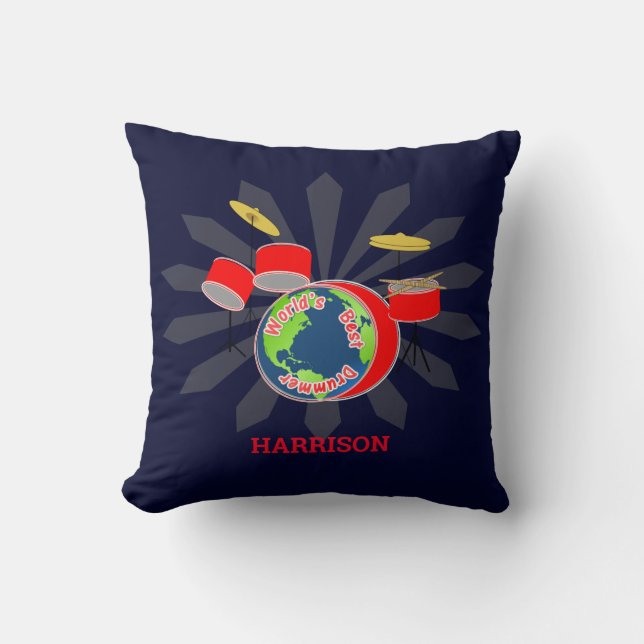 Coussin Drummer Worlds Best Funny Personnalisé (Recto)
