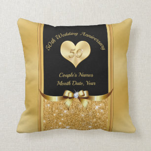 Coussin du 50e anniversaire de l'Mariage noir et o