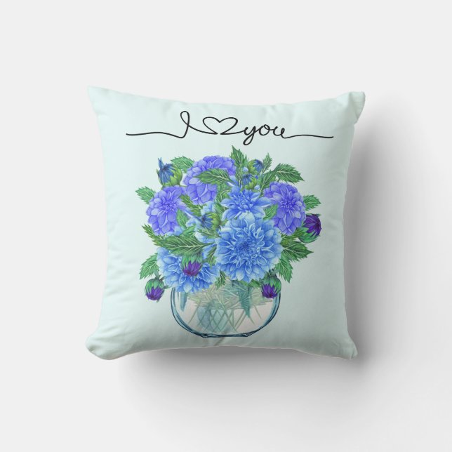 Coussin du bouquet Blue Dahlia (Recto)