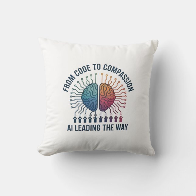 Coussin Du code à la compassion - L'IA en tête (Recto)