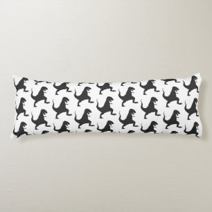 Coussin du corps de dinosaure noir et blanc