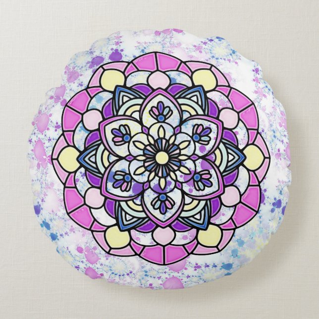 Coussin du cycle de mandala du printemps (Devant)