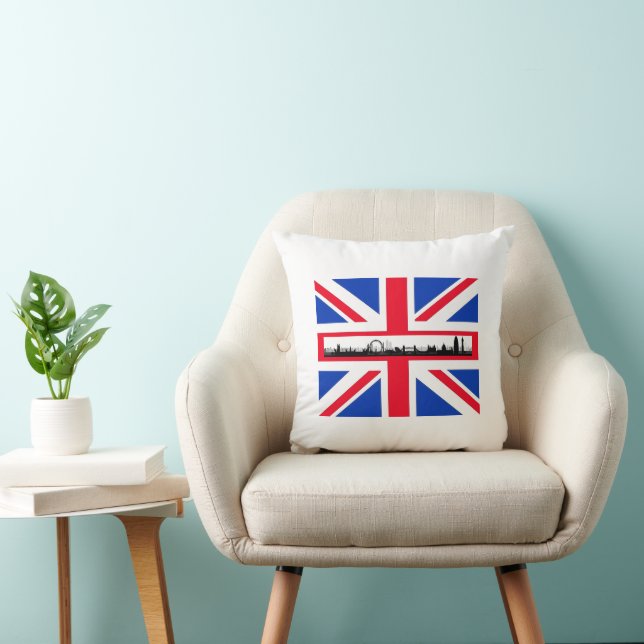 Coussin du drapeau London England City Skyline Uni (Chaise)