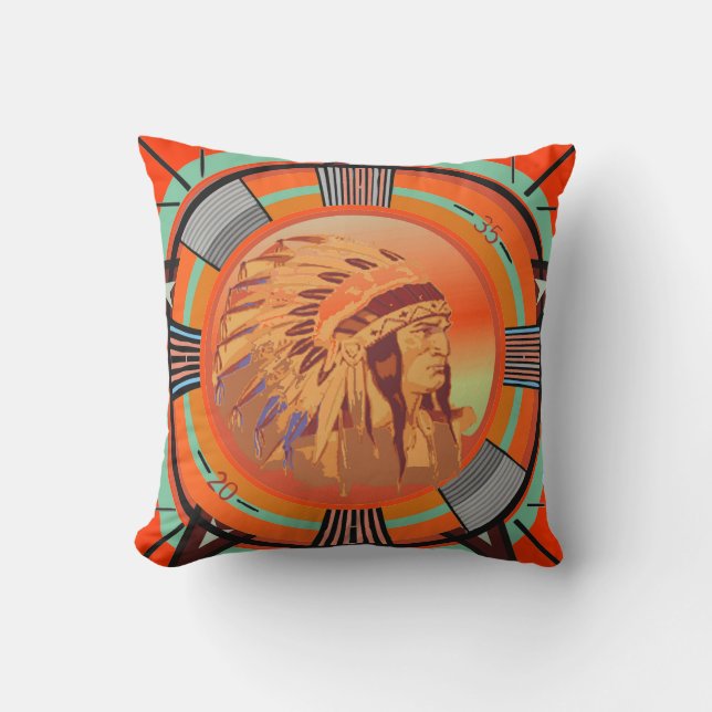 Coussin du Motif d'essai de tête indien vintage TV (Recto)