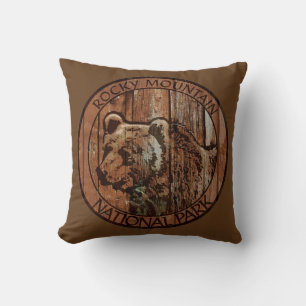 Coussin du parc national des Rocheuses en bois rus