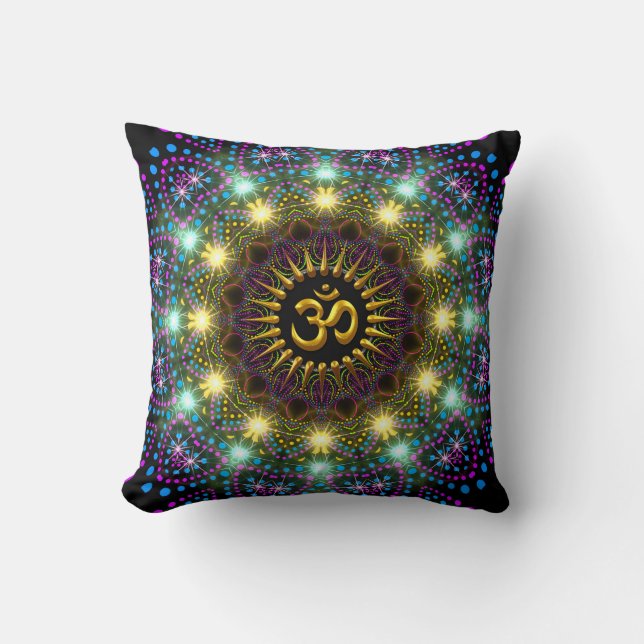 Coussin du symbole Om de Mandala de guérison (Recto)