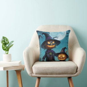 Coussin Duo de citrouilles effrayantes pour Halloween