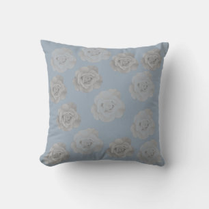Coussin Dusty Blue Grey Floral Grey foncé élégant Classant