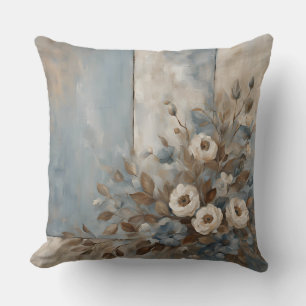 Coussin Dusty Blue Light Brown Moderne Ferme Florale