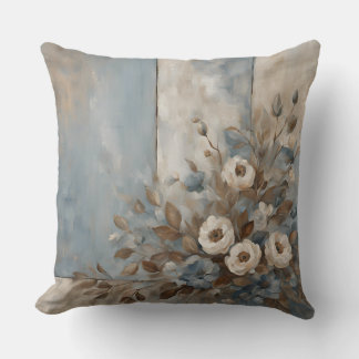 Coussin Dusty Blue Light Brown Moderne Ferme Florale