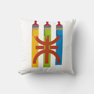 Coussin Dyeing brush paint the Amazigh flag