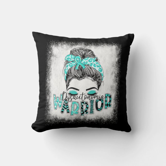Coussin Dysautonomia Bleached Warriia Messy Bun Turquoise (Recto)