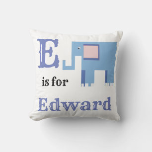 Coussin E est pour Edward bébé garçon