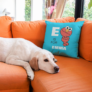 Coussin E est pour Elmo   Ajoutez votre nom