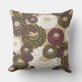 Coussin Earth Nude Tone Floral Throw Pillow
