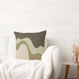 Coussin Earth Tone Waves Abstrait Art Throw Pillow
