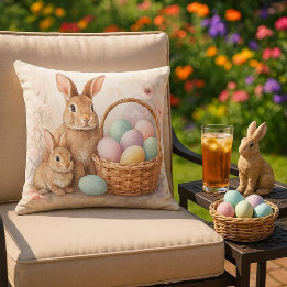 Coussin Easter / Spring  Rabbit & Colored Eggs 